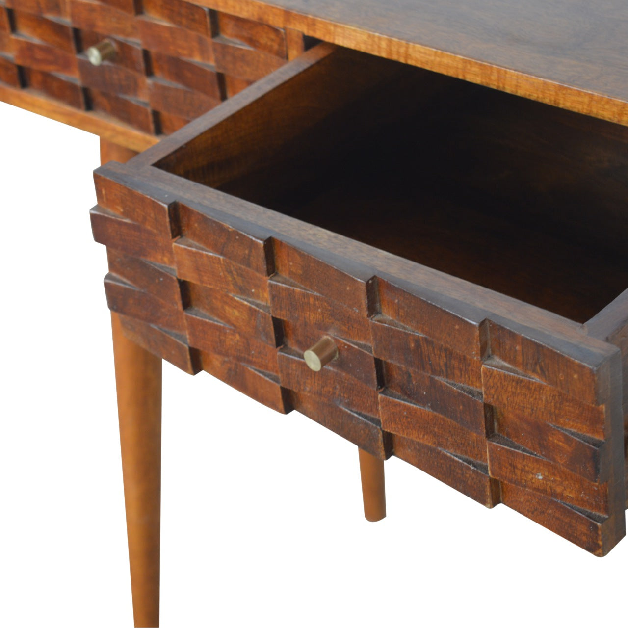 Tile Carve Chestnut Console Chest of Drawers