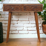Tile Carve Chestnut Console Chest of Drawers