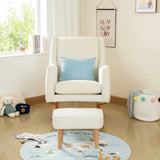 Ida Nursing Chair & Footstool | Fabric Upholstery with Side Storage Pockets & Beech Wood Frame