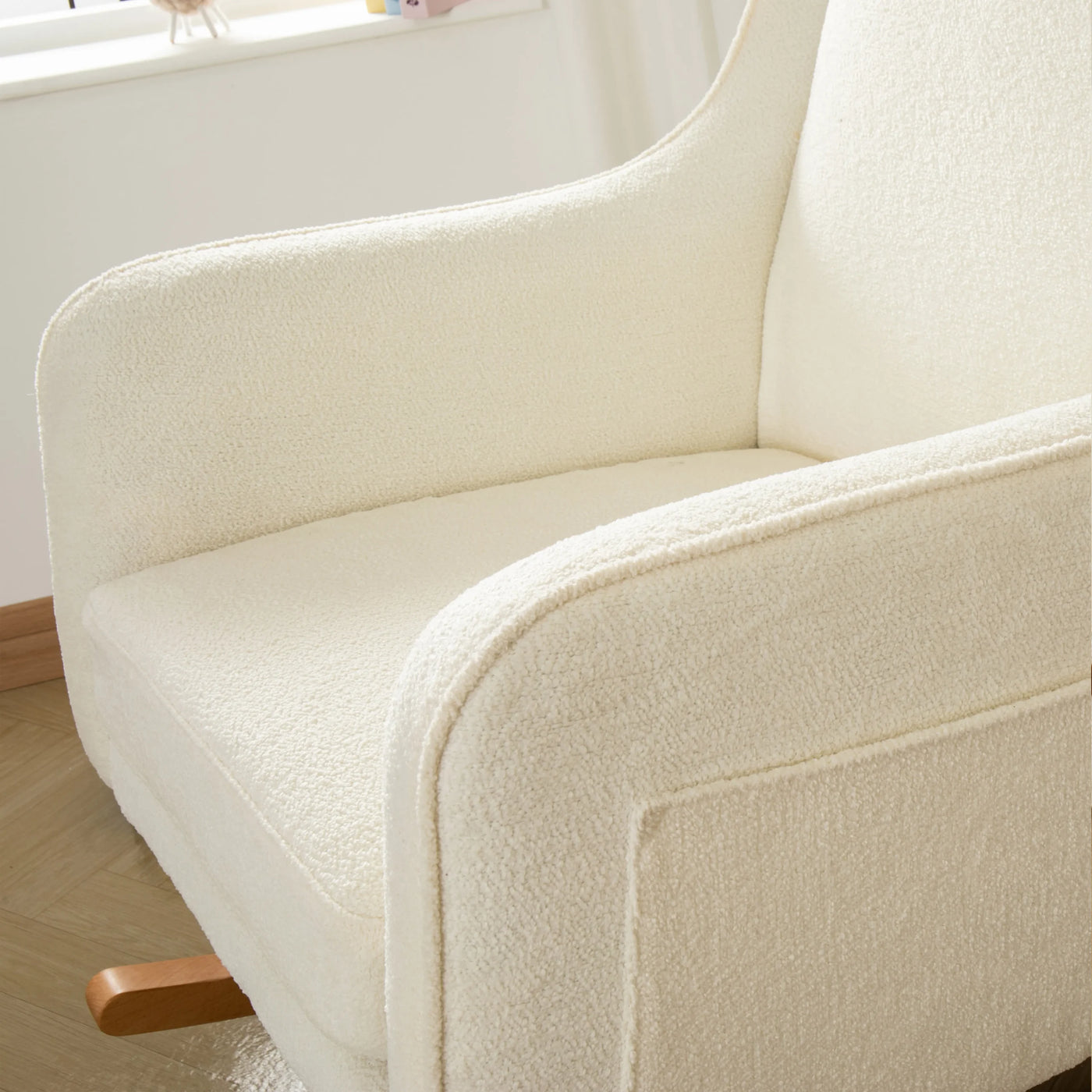 Ida Nursing Chair & Footstool | Fabric Upholstery with Side Storage Pockets & Beech Wood Frame