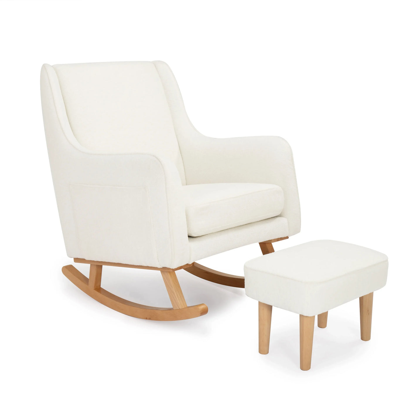 Ida Nursing Chair & Footstool | Fabric Upholstery with Side Storage Pockets & Beech Wood Frame