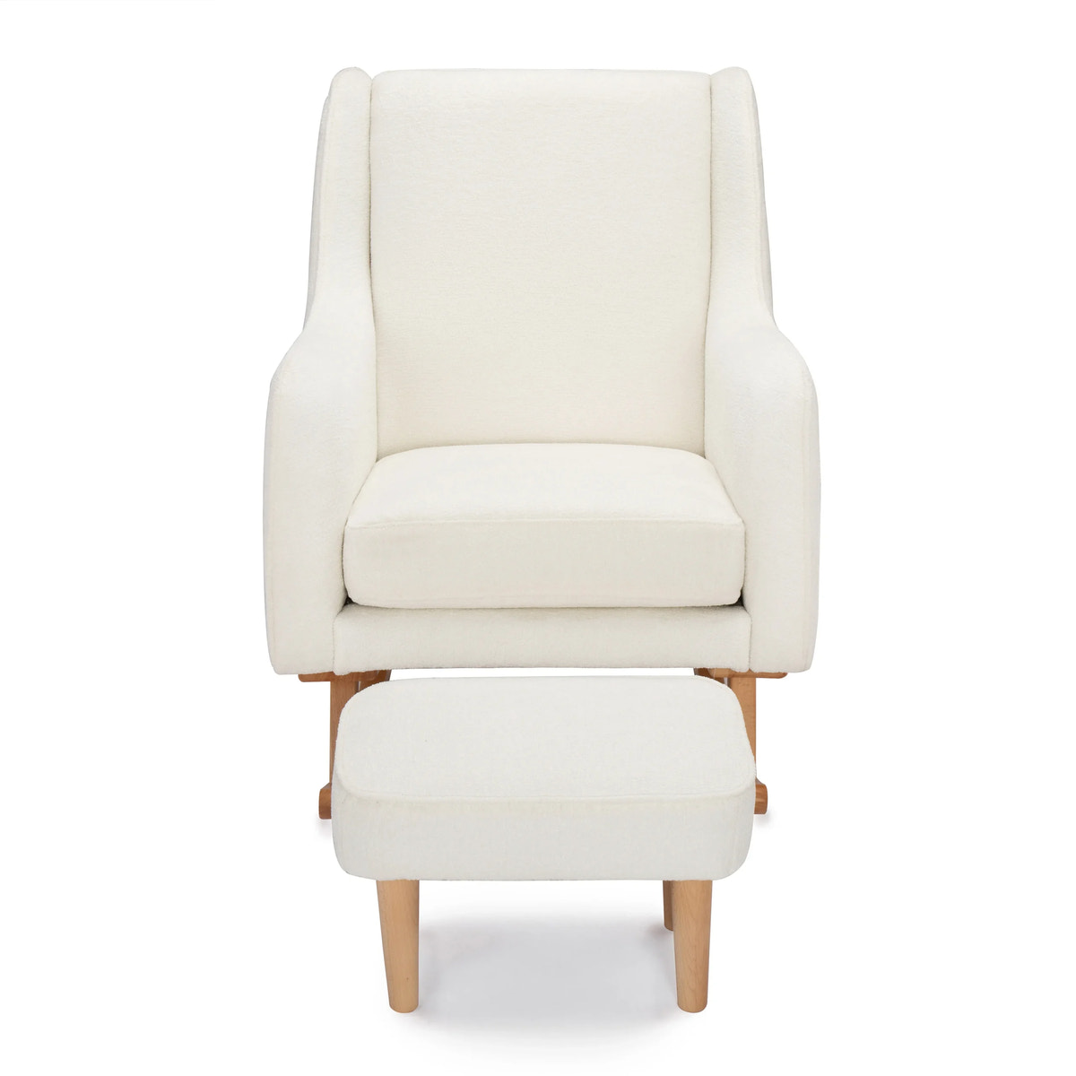 Ida Nursing Chair & Footstool | Fabric Upholstery with Side Storage Pockets & Beech Wood Frame