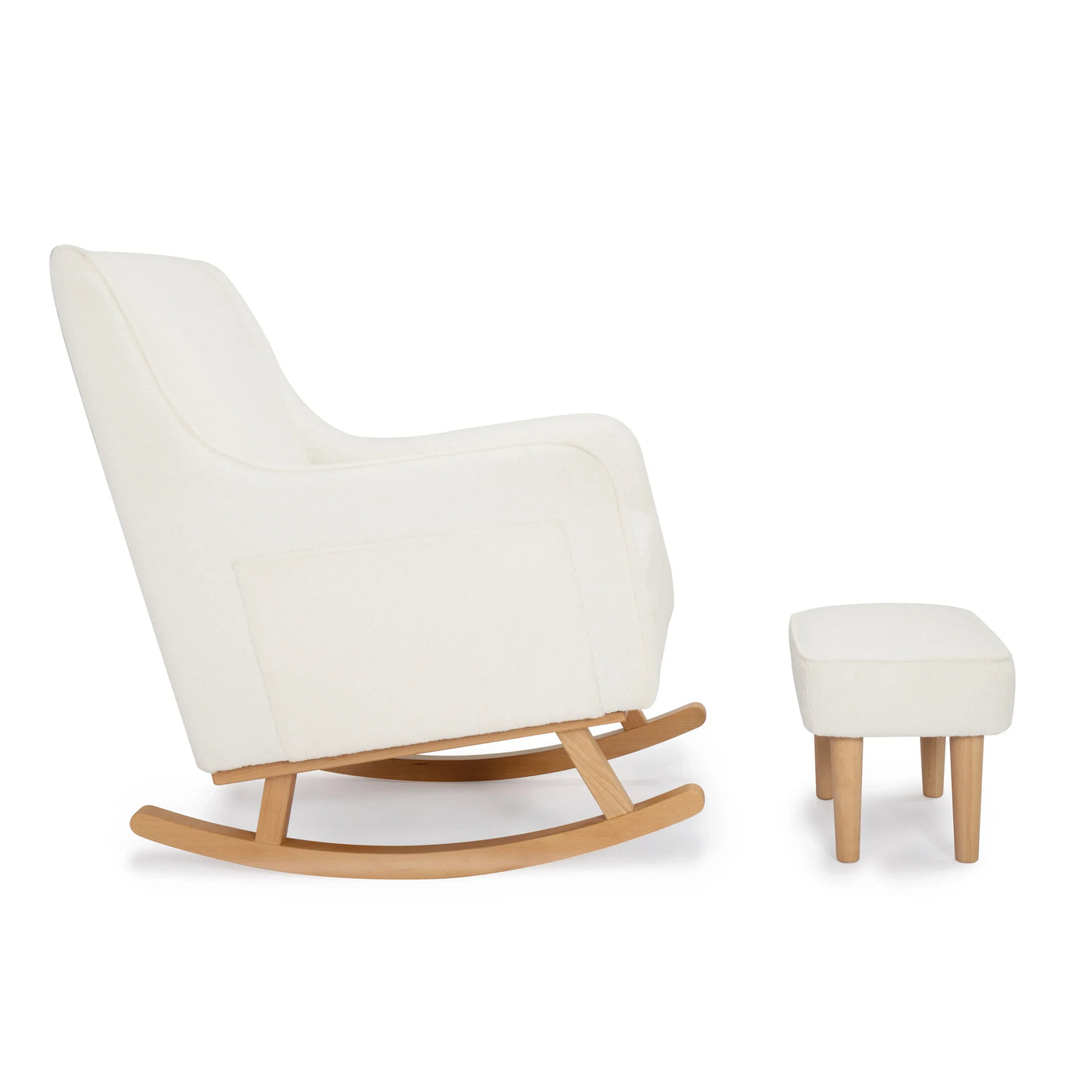 Ida Nursing Chair & Footstool | Fabric Upholstery with Side Storage Pockets & Beech Wood Frame