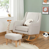Ida Nursing Chair & Footstool | Fabric Upholstery with Side Storage Pockets & Beech Wood Frame Cashmere