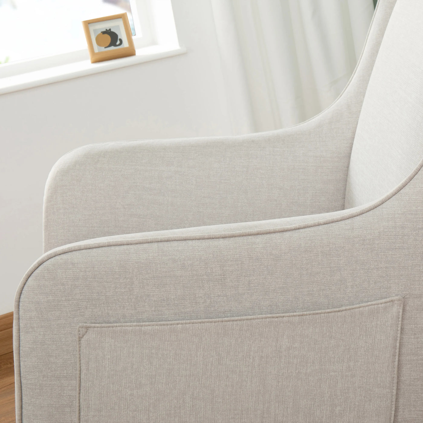 Ida Nursing Chair & Footstool | Fabric Upholstery with Side Storage Pockets & Beech Wood Frame