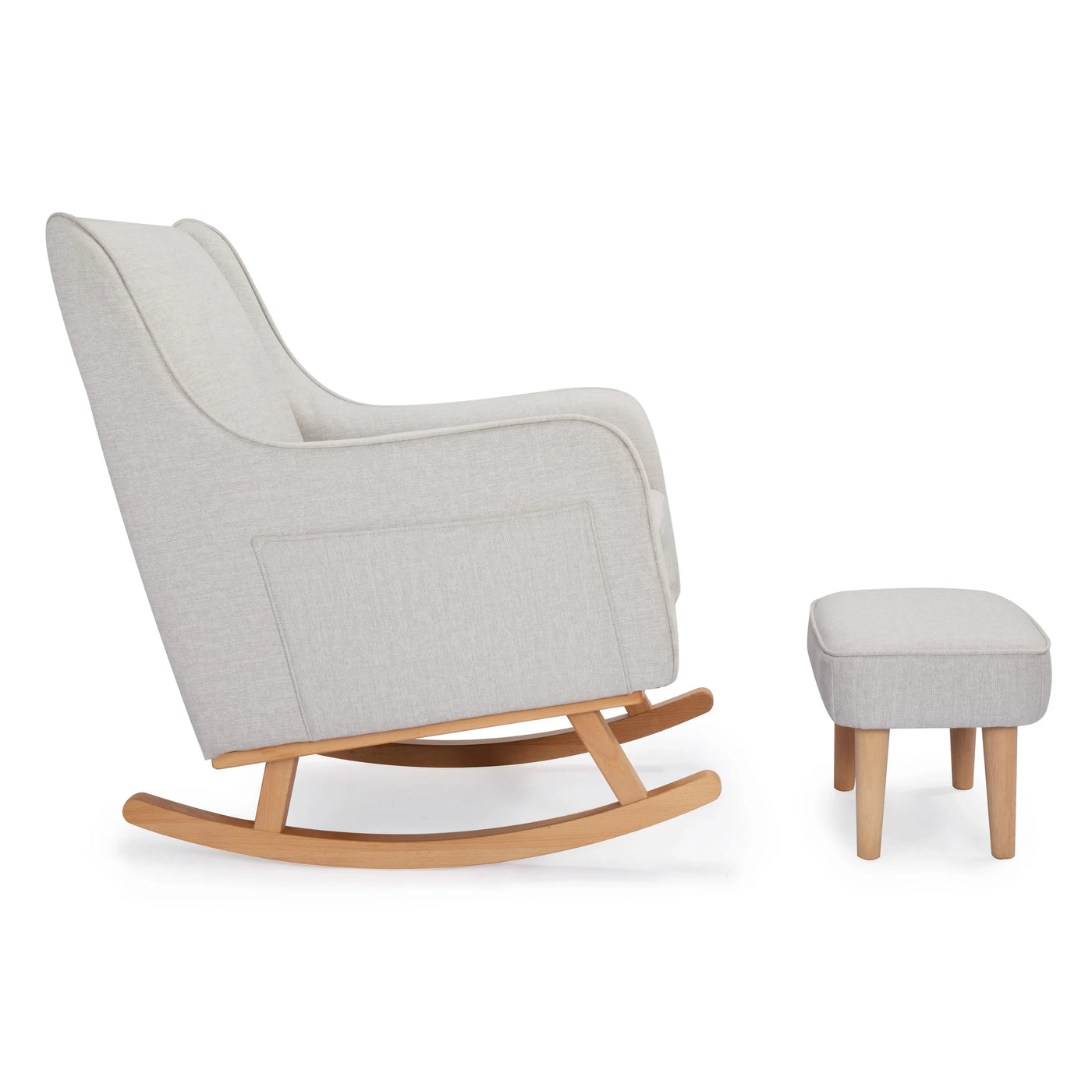 Ida Nursing Chair & Footstool | Fabric Upholstery with Side Storage Pockets & Beech Wood Frame