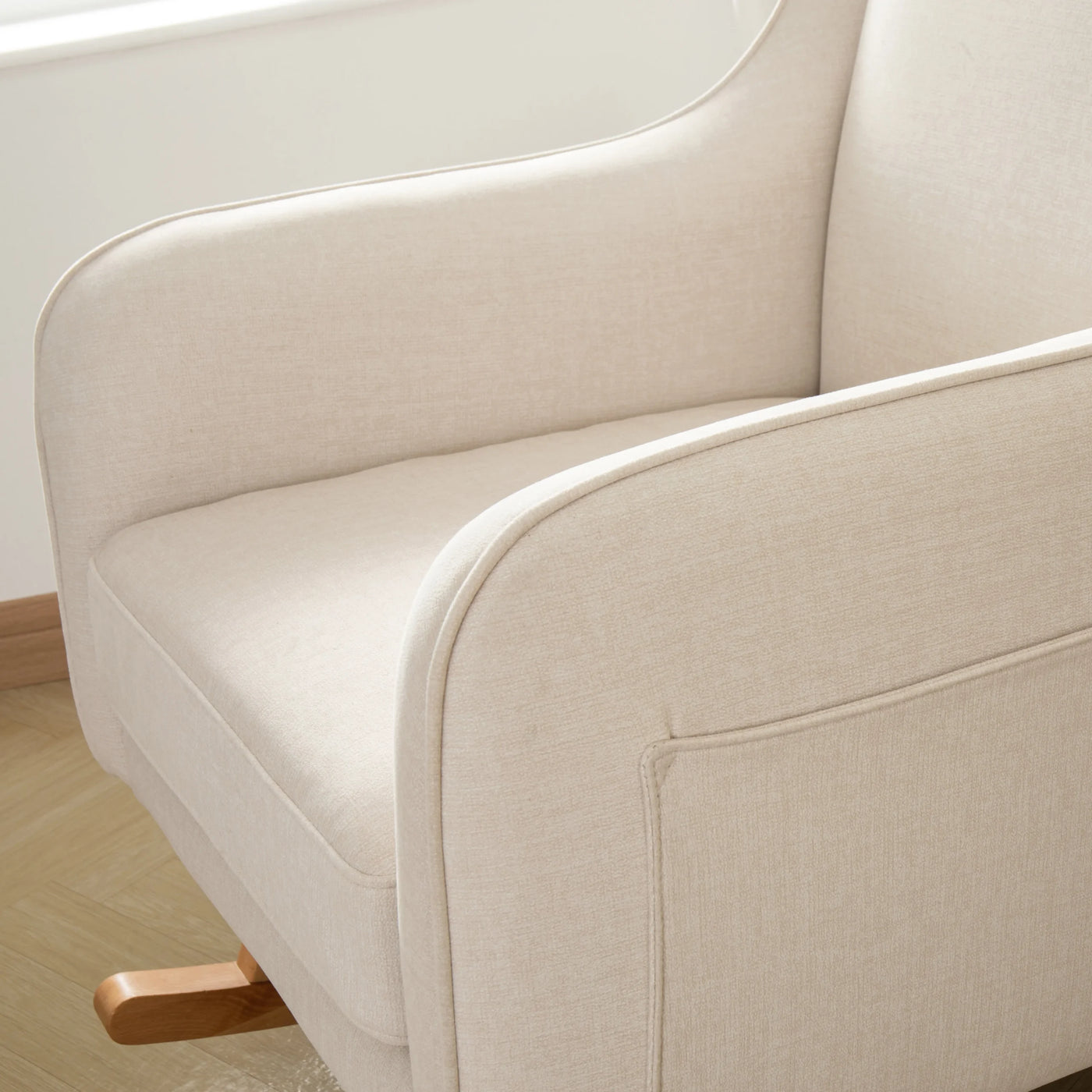 Ida Nursing Chair & Footstool | Fabric Upholstery with Side Storage Pockets & Beech Wood Frame