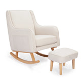 Ida Nursing Chair & Footstool | Fabric Upholstery with Side Storage Pockets & Beech Wood Frame