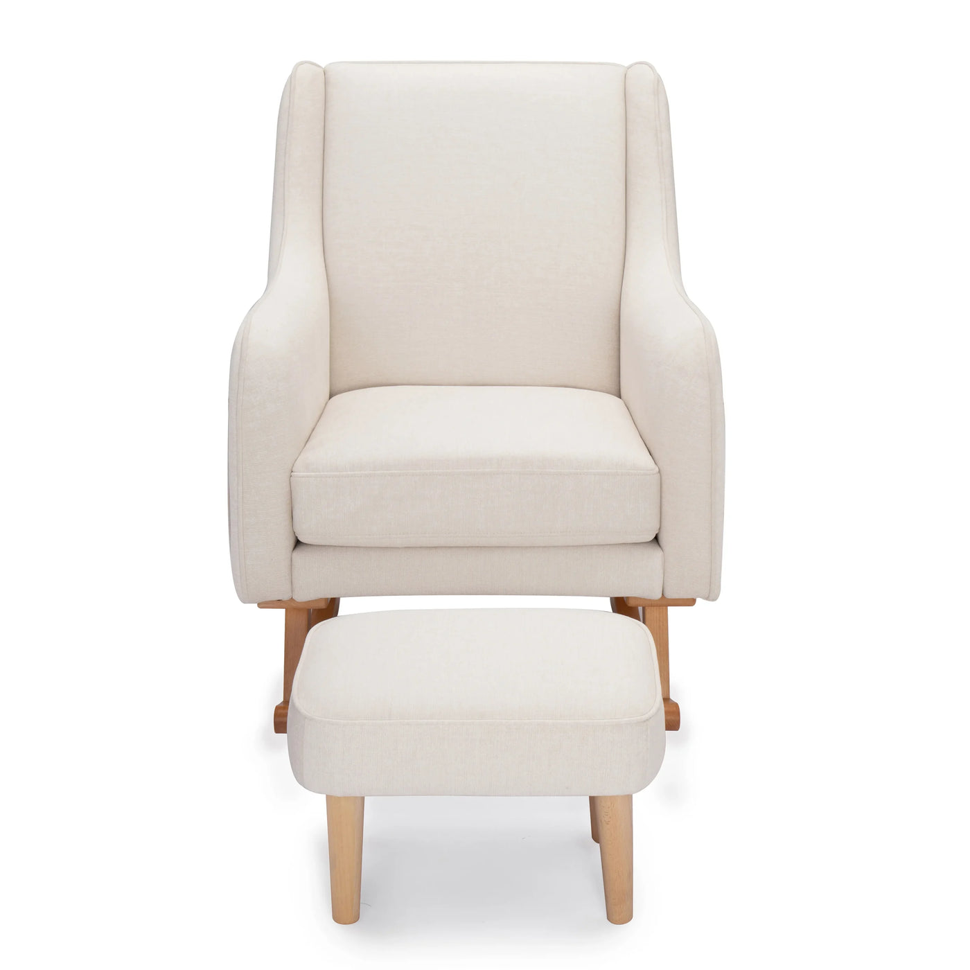 Ida Nursing Chair & Footstool | Fabric Upholstery with Side Storage Pockets & Beech Wood Frame