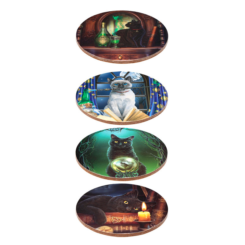 Set of 4 Cork Novelty Coasters - Lisa Parker Magic Cats