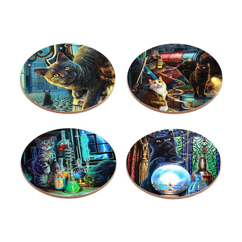 Set of 4 Cork Novelty Coasters - Lisa Parker Magic Cats