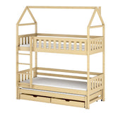 Single (3ft) Solid Pine Bunk Bed with Trundle & Storage