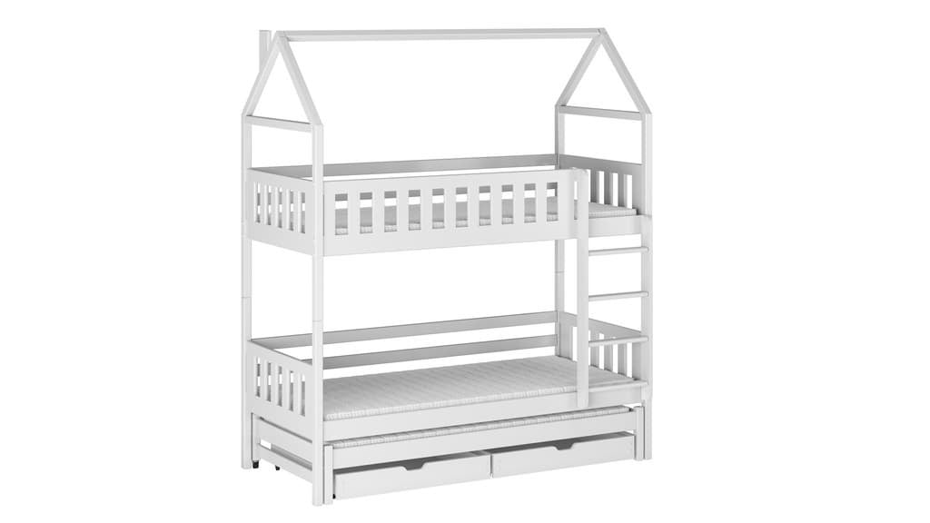 Solid Pine Bunk Bed with Trundle & Storage – Single 3ft 90x190cm | Triple Sleeper Kids Bed