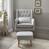 Lux Nursing Chair & Footstool – Converts Rocker to Armchair | Tweed Fabric Beech Wood Frame
