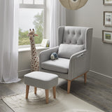 Lux Nursing Chair & Footstool – Converts Rocker to Armchair | Tweed Fabric Beech Wood Frame
