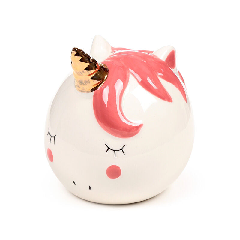 Ceramic Money Box - Enchanted Rainbows Unicorn White