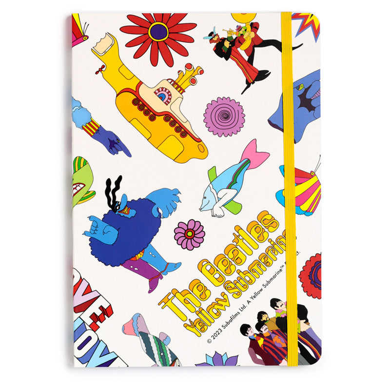 Recycled Paper A5 Lined Notebook - The Beatles Yellow Submarine White