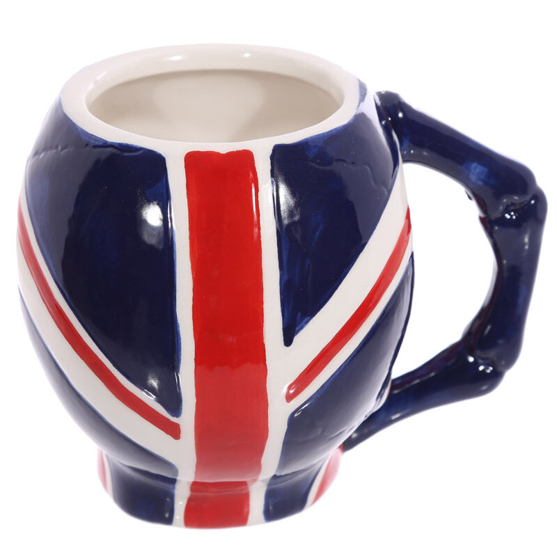 Ceramic Shaped Head Mug - UK Flag Skull