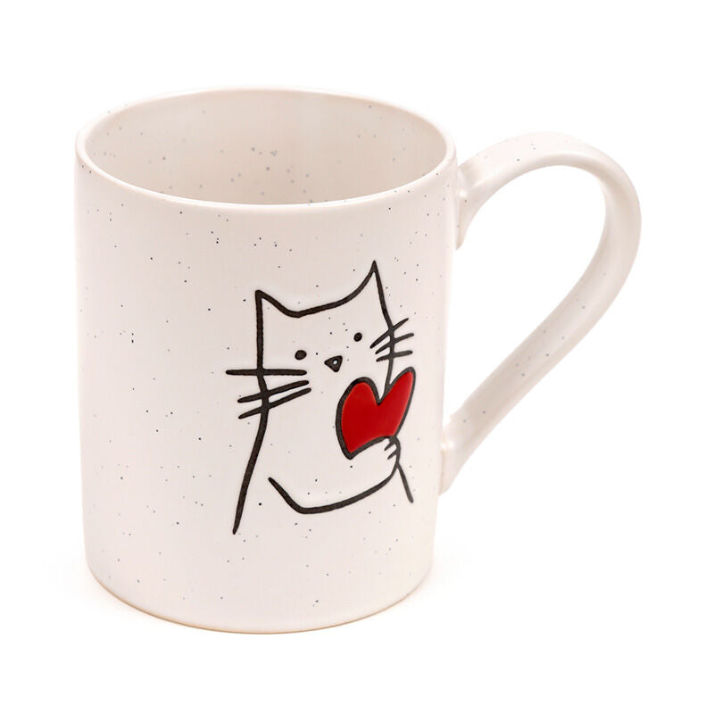 Stoneware Mug - Cat with Heart