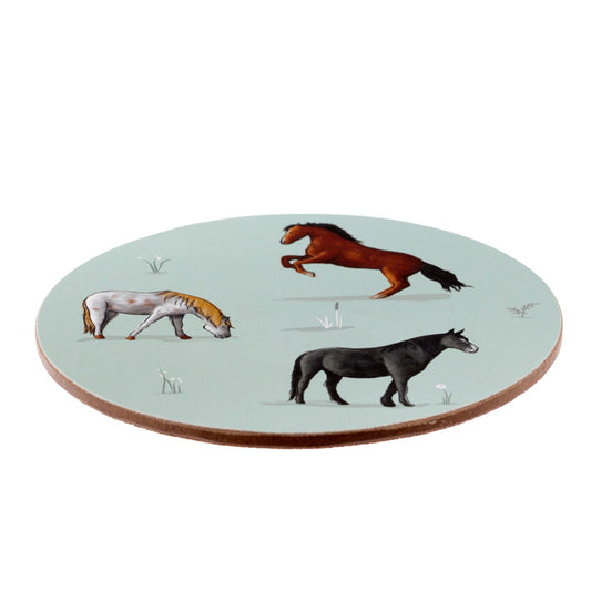 Porcelain Mug & Coaster Set - Willow Farm Horses