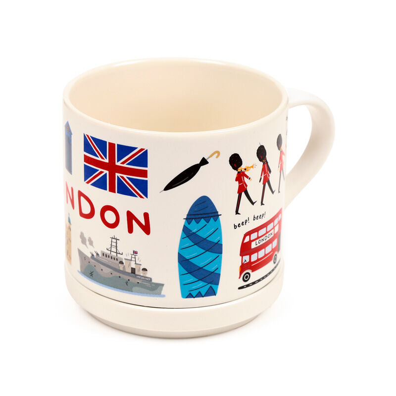 Porcelain Mug & Coaster Lid Set - London Souvenir