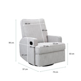 Madison Swivel Glider Recliner Nursing Chair – Pebble | 360° Swivel Reclining Nursery Chair