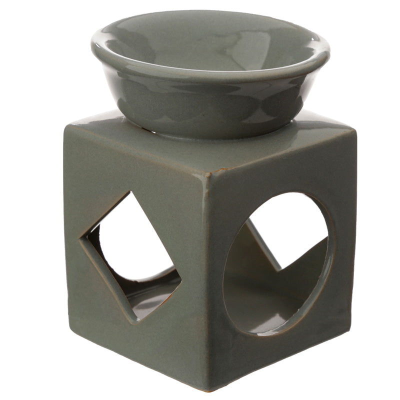 Cube Ceramic Eden Oil and Wax Burner with Geometric Cut-out