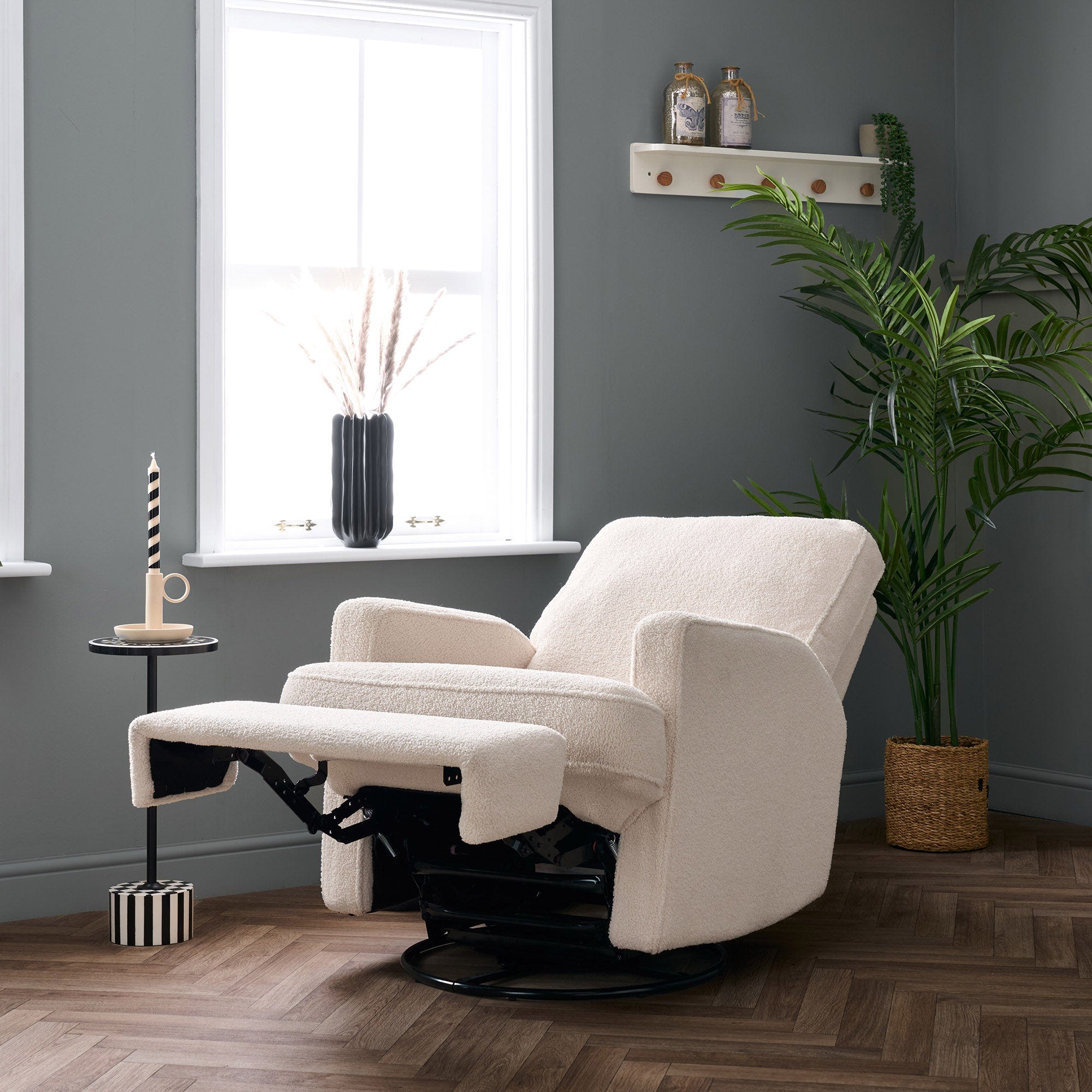 Madison Electric Recliner Nursing Chair – Teddy Ivory | Powered Glider Chair with USB Port