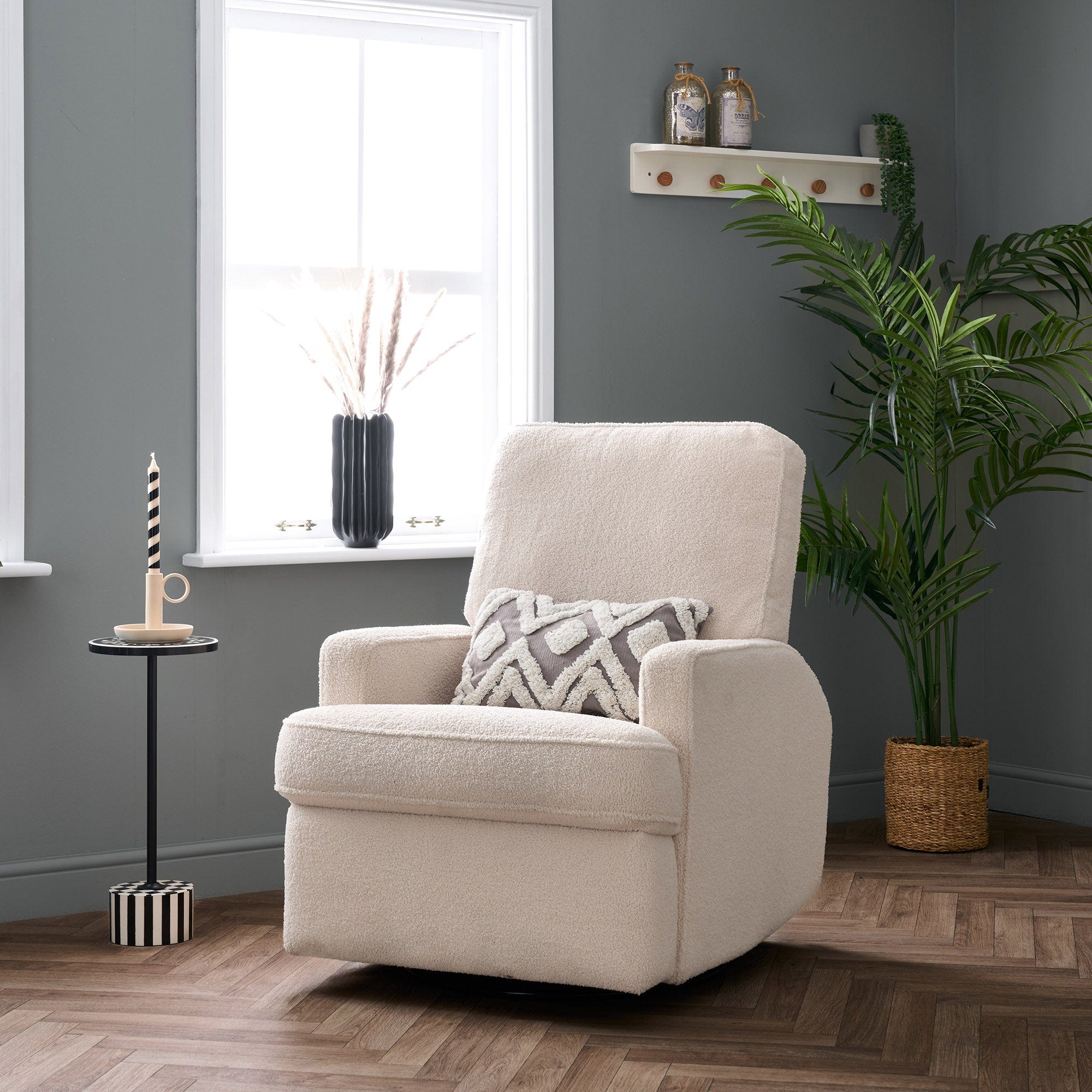 Madison Electric Recliner Nursing Chair – Teddy Ivory | Powered Glider Chair with USB Port
