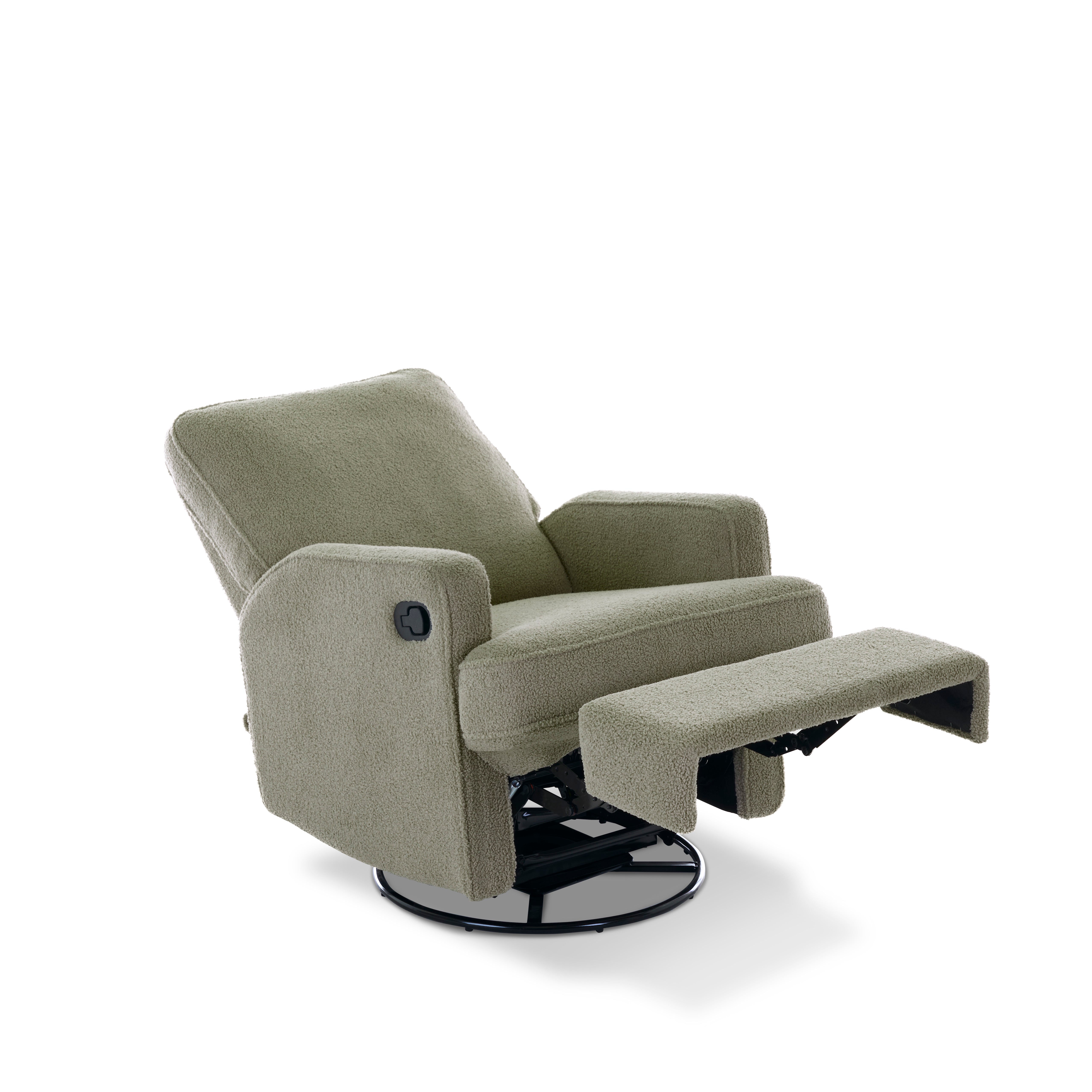 Madison Swivel Glider Recliner Chair - Teddy Fabric Olive