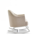 Round Back Nursery Rocking Chair – Oatmeal | Solid Wood Frame Nursing Rocker with Foam Cushions
