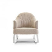Round Back Nursery Rocking Chair – Oatmeal | Solid Wood Frame Nursing Rocker with Foam Cushions