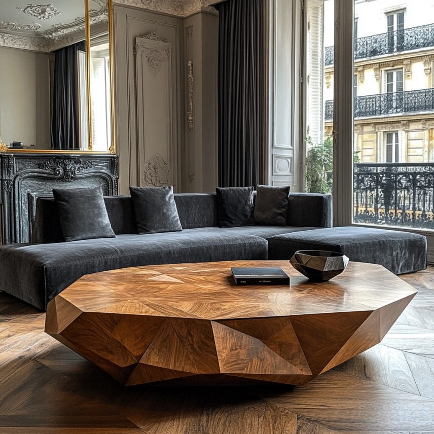 Geo Luxe Coffee Table | Chestnut Solid Mango Wood Default Title