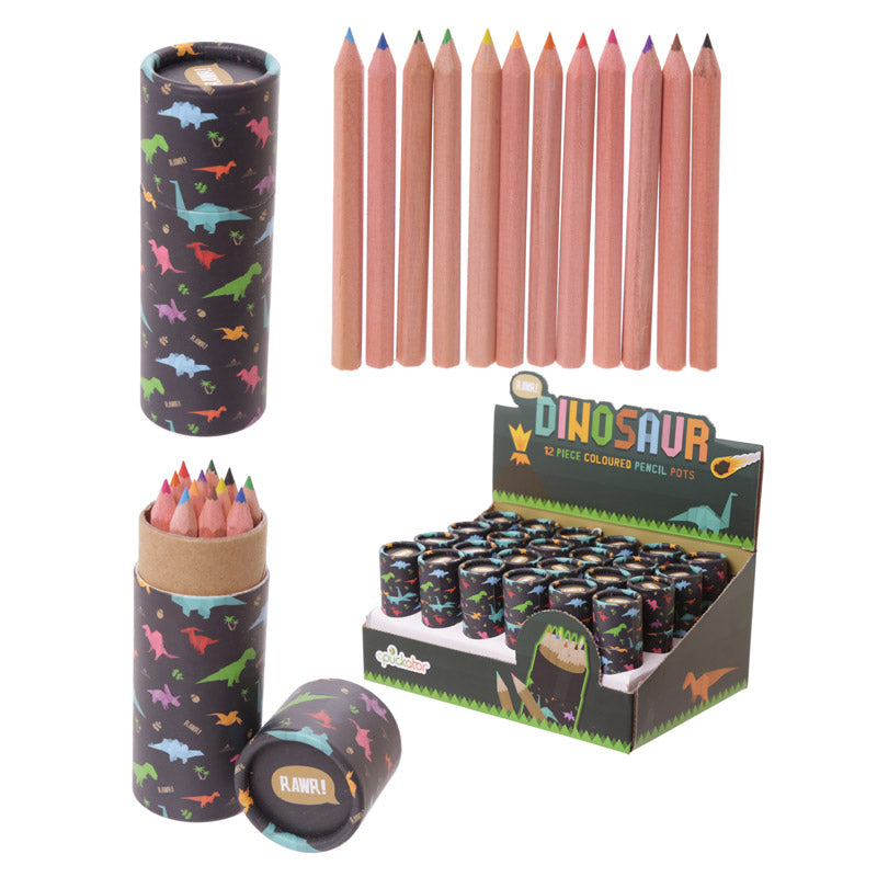 Fun Kids Colouring Pencil Tube - Dinosaur Design