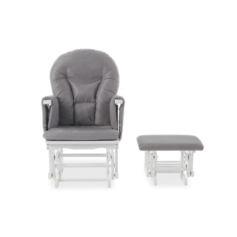 Nursing Glider Chair & Footstool Set – Grey | 7-Position Reclining Glider Chair for Nursery