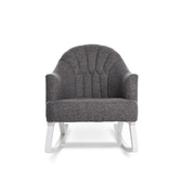 Round Back Nursery Rocking Chair – Dark Grey | Solid Wood Frame Nursing Rocker Foam Cushions