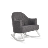 Round Back Nursery Rocking Chair – Dark Grey | Solid Wood Frame Nursing Rocker Foam Cushions