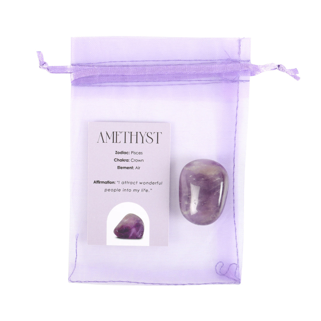 Set of 50 Amethyst Crystal Tumblestones in Display