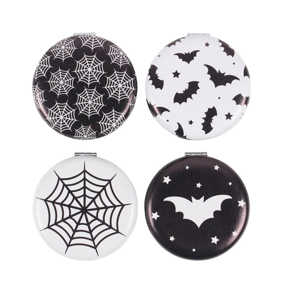 Set of 12 Bat and Spiderweb Compact Mirrors