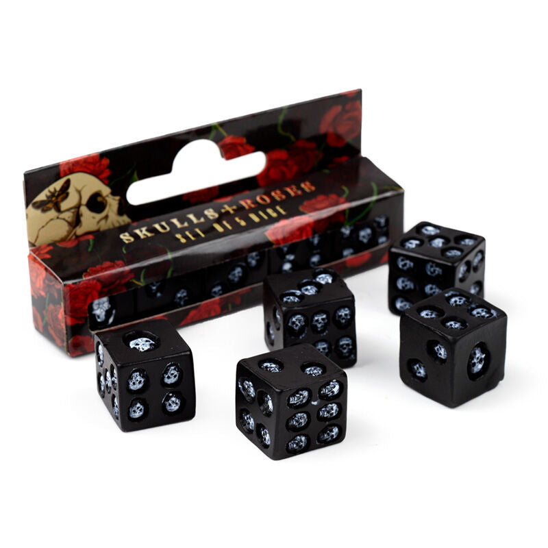 Set of 5 Black Skull Dice