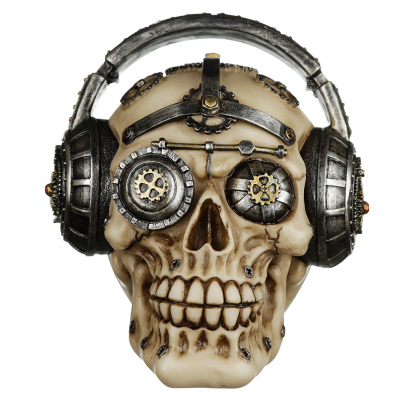 Fantasy Steampunk Skull Ornament - Headphones