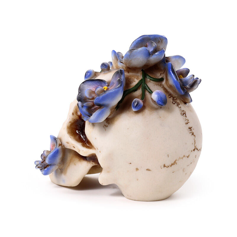 Decorative Ornament - Skull with Purple Vine Flowers