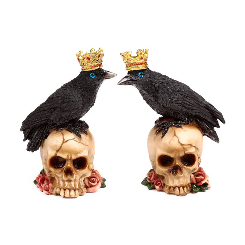 Decorative Ornament - Crow Wearing Crown Standing on Skulls