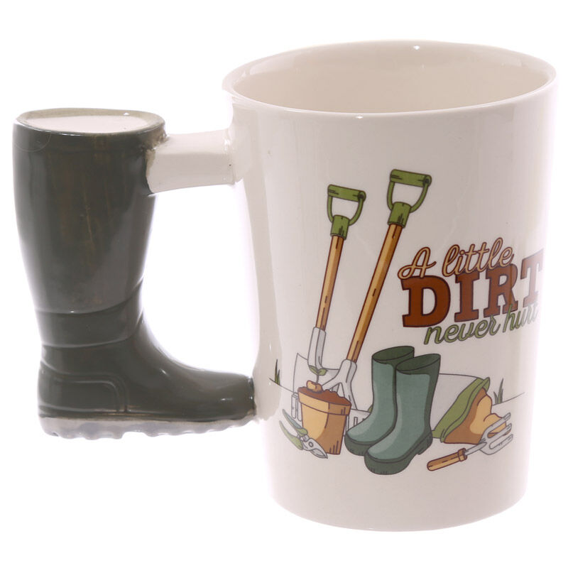 Shaped Handle Ceramic Mug - Garden Wellington