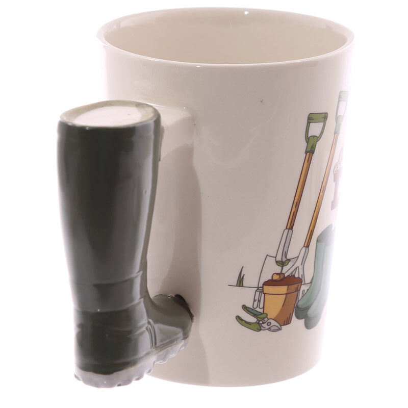 Shaped Handle Ceramic Mug - Garden Wellington