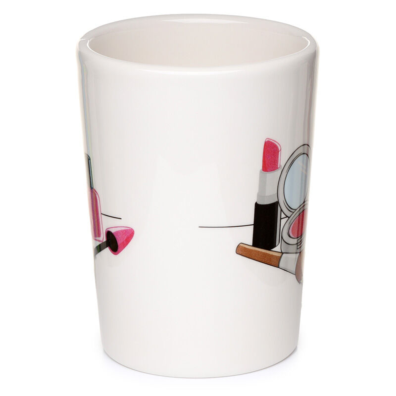 Shaped Handle Ceramic Mug - Lipstick