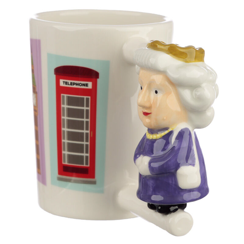 Shaped Handle Ceramic Mug - London Souvenir Queen