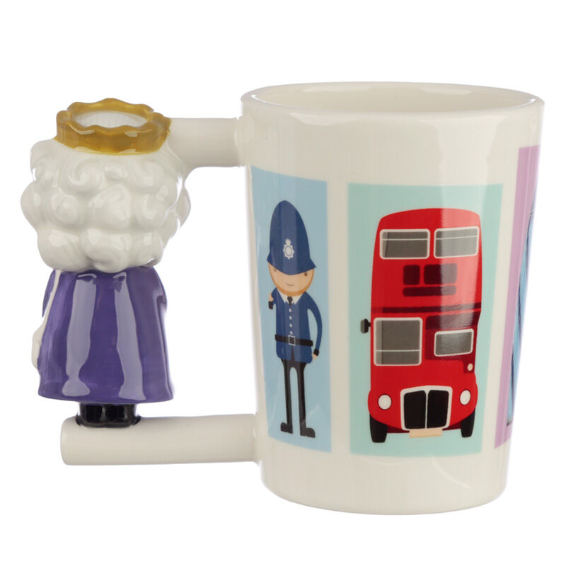 Shaped Handle Ceramic Mug - London Souvenir Queen