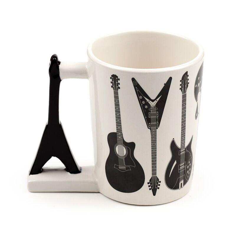 Shaped Handle Ceramic Mug - Headstock Rock Guitar