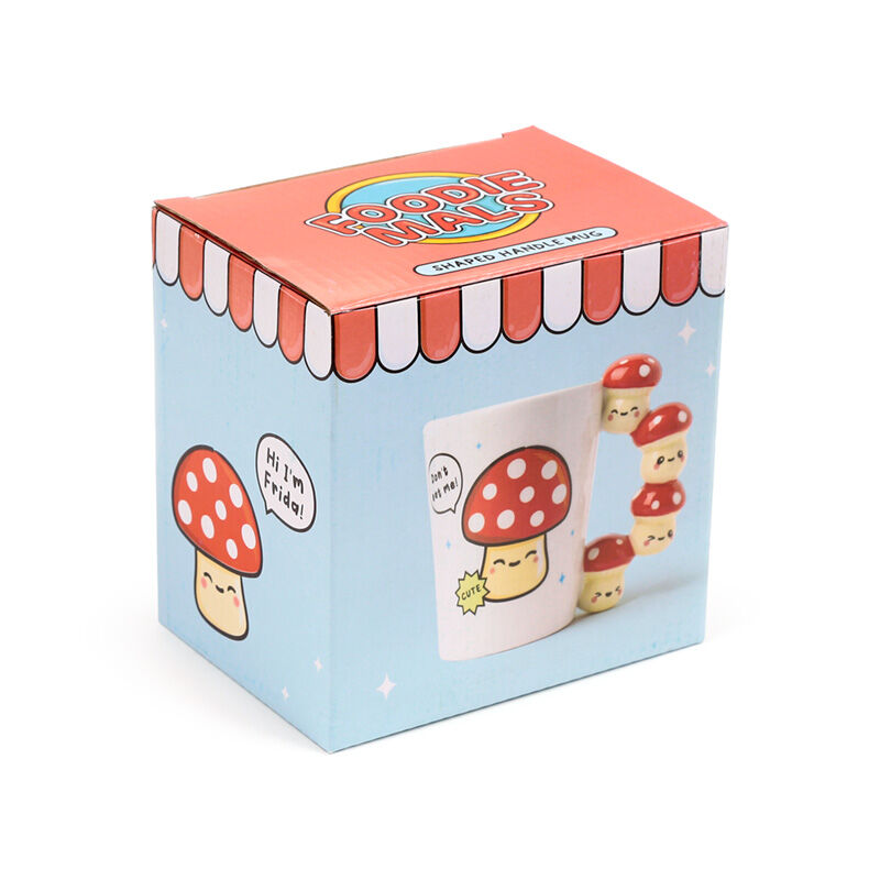 Shaped Handle Ceramic Mug - Cute Mushroom/Toadstool